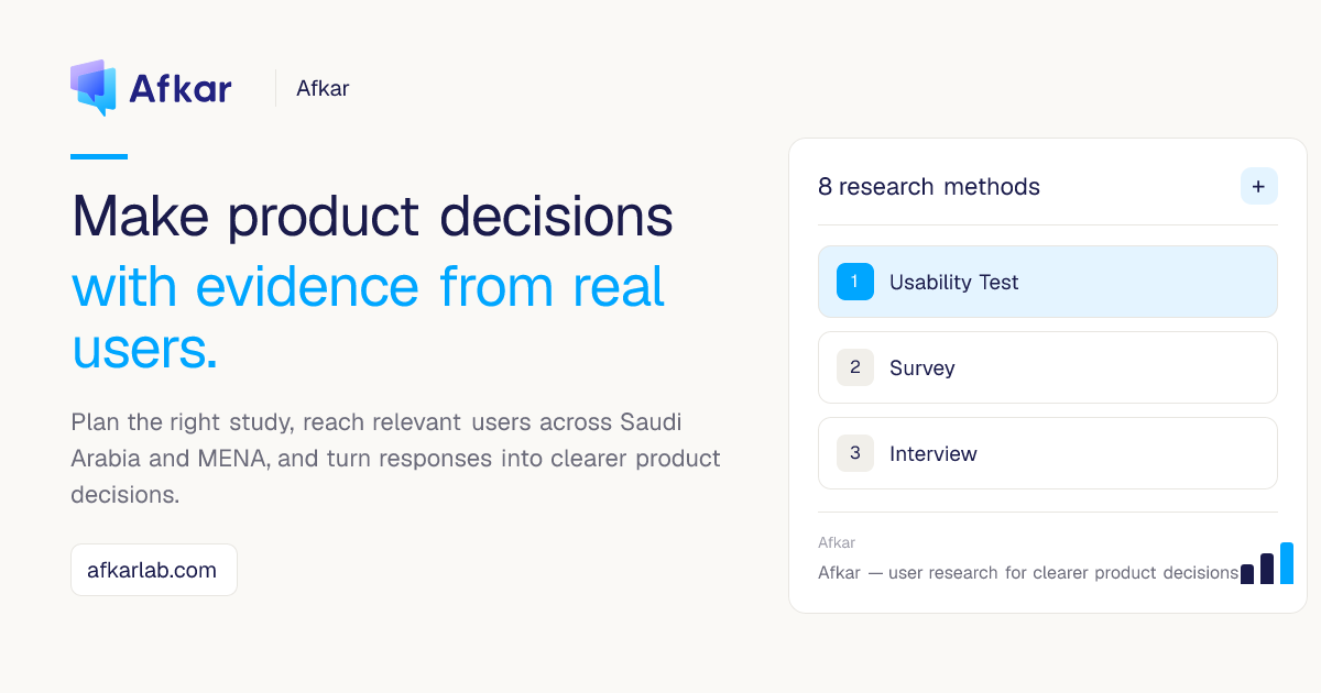 Afkar — User Research for Better Product Decisions